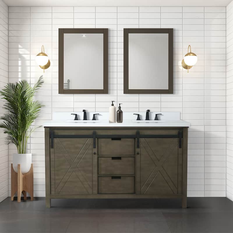 Marsyas Brown Bath Vanity, Cultured Marble Countertop and Mirrors