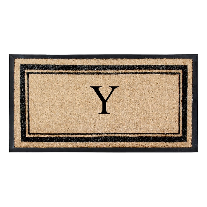 A1HC Picture Frame Natural Rubber & Coir Large Monogrammed Doormat 24"x48" - Y