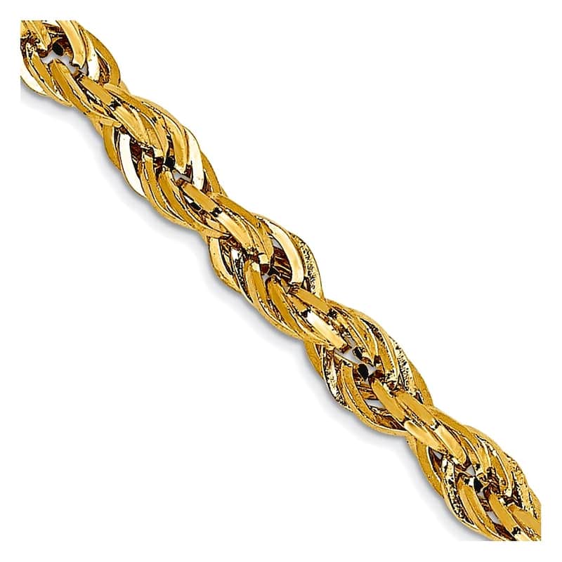Curata 14k Yellow Gold 2.8mm Semi-solid Rope Chain Necklace (Lobster) Options: 16 18 20 22 24 26