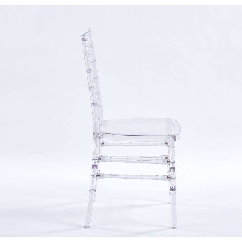 Modern 2 Piece Plastic Transparent Kitchen Dining Chair with Backrest for Dining Room Kitchen Living Room Bedroom