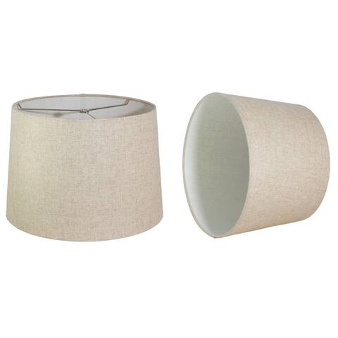 French Drum Lamp Shade, Textured Linen, 14" Top, 16" Bottom, 11" Slant - 12"