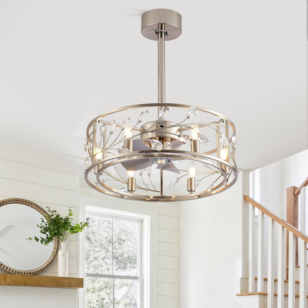 20-in Nickel Indoor Caged Ceiling Fan with Light Remote (5-Blade)