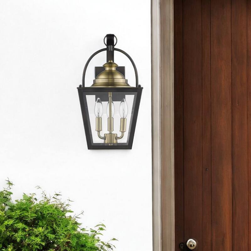 Bronze Glass LED Flush Mount Outdoor Wall Light with Bulbs