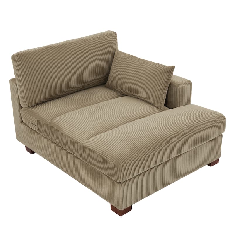 Modern Corduroy L-Shaped Sofa Chaise Lounge Couch