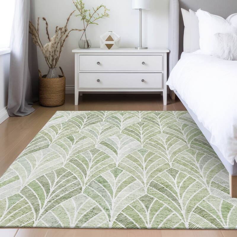 Machine Washable Indoor/ Outdoor Chantille Modern Mosaic Rug