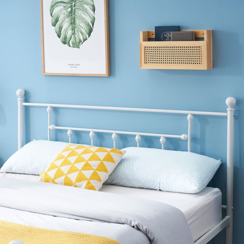 Javlergo Victorian Style Metal Bed Frame Platform Bed Frame with Headboard and Footboard No Box Spring Needed