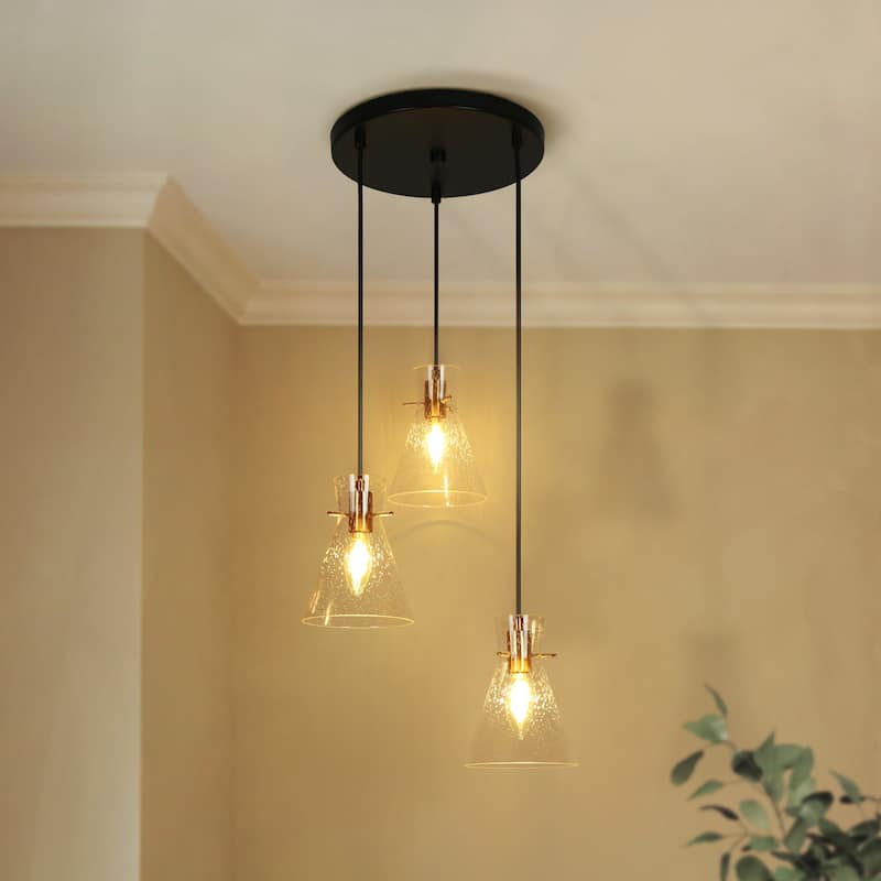 Modern Contemporary 3-light Flush Mount Ceiling Light Black Gold Linear Cluster Chandelier - 14.5''