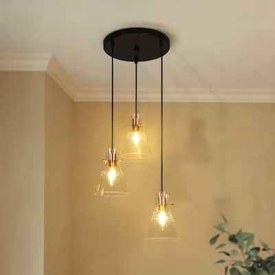 Modern Contemporary 3-light Flush Mount Ceiling Light Black Gold Linear Cluster Chandelier - 14.5''