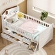 preview thumbnail 1 of 16, Twin Bed Frame w/ Storage 4 Drawers,Wooden Bed Frame for Kids, Platform Twin Size Bed with Guardrail Headboard & Ladder, White White