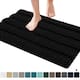Subrtex Non-slip Bathroom Rug Chenille Soft Striped Plush Bath Mat - 16"x24"/20"x32" - Black