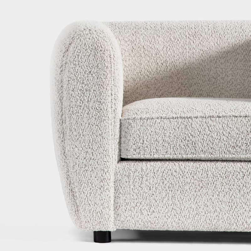 Furniture of America Vanessa Modern Curved Arms Boucle Sofa Set with Seat Cushion and Wooden Legs, 2-Piece or 3-Piece Options