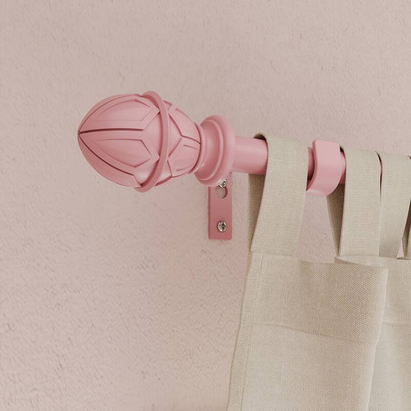 Acroma Metal Adjustable Single Modern Curtain Rod Pink - 48 to 84 inches