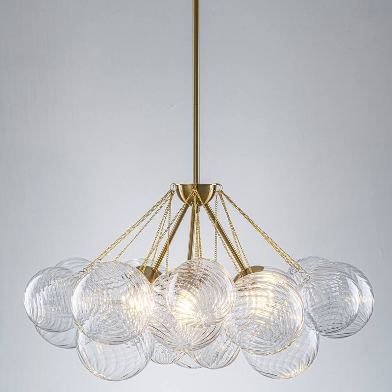 3-Light Modern Gold Cluster Bubble Glass Chandelier for Dining Room - 3 Light