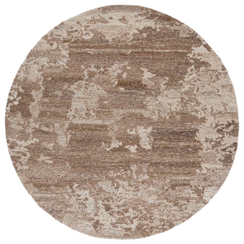 SAFAVIEH Handmade Oakwood Malalija Wool Rug - 6' Round - Natural/Brown