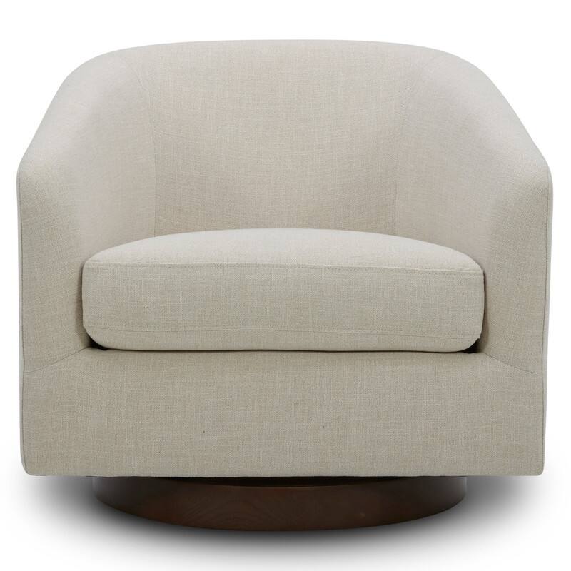 Spruce & Spring 360° Swivel Accent Chair with Solid Wood Base and Padded Seat