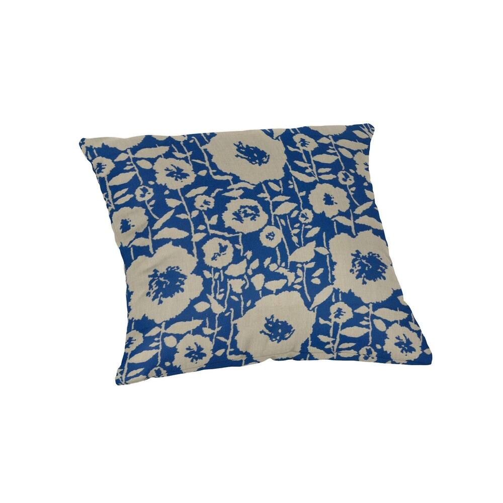 Casual Cushion Floral Sunbrella® Fabric 1-Piece Indoor/Outdoor Lumbar Pillow, Andy Cobalt