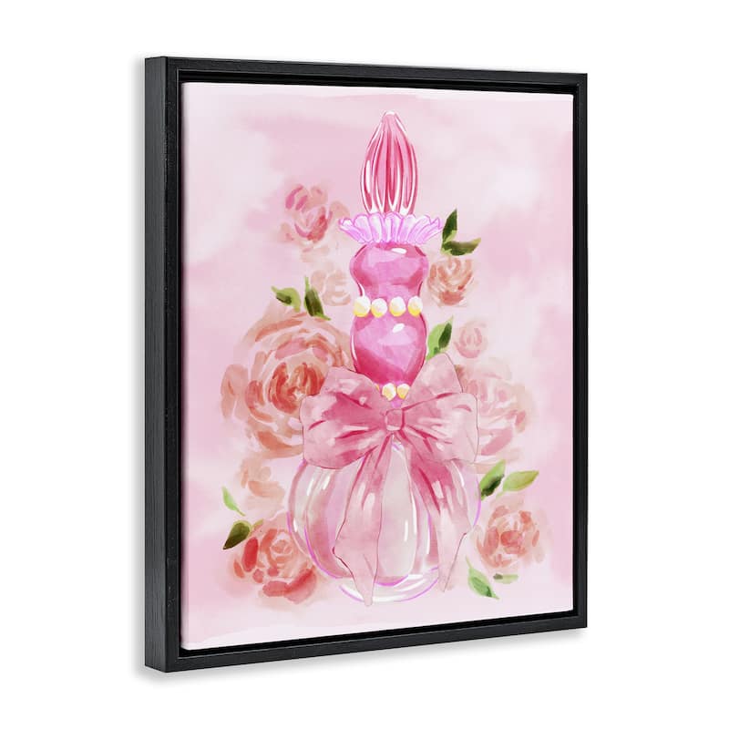 Stupell Lovely Pink Perfume & Roses Framed Floater Canvas Wall Art Design By Ziwei Li
