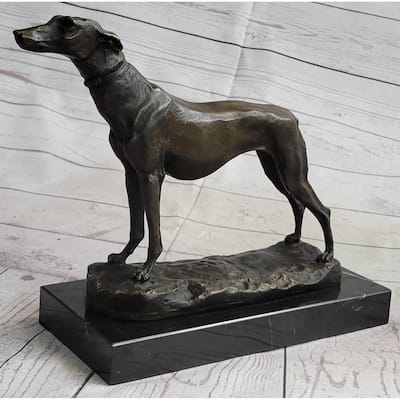 Greyhound Imitative Dog Whippet Bronze Statue Sculpture Figure Marble Base By Fremiet 13 Inches X 10 Inches