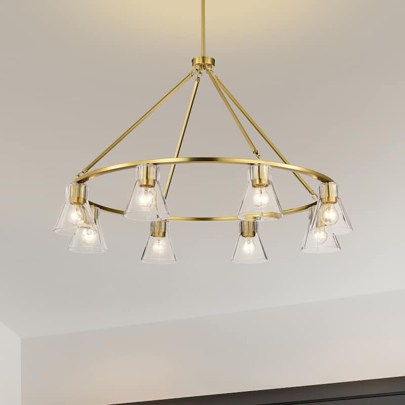 Gianna 8 Light Chandelier Vintage Brass Finish Clear Glass - Vintage Brass