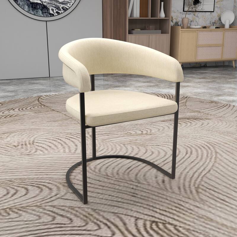 LeisureMod Set of 2 Aero Upholstered in Leather Dining Chair in Iron Accent Armchair in Polyester for Home & Kitchen