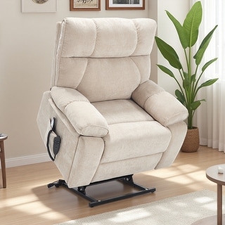Power Lift Recliner Chair with Heat, 8-Point Massage, Hidden Cup Holders, and Medium-Firm Heavy-Duty Design