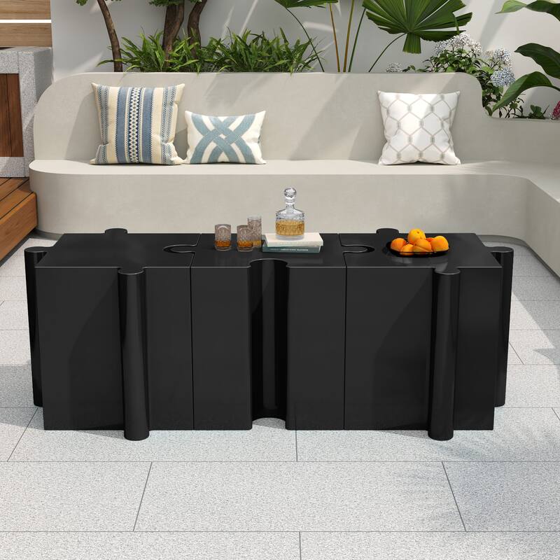 Christopher Knight Home - Joli Puzzle Art Modern 3-Piece Modular Outdoor Side Table Set with Interlocking Design
