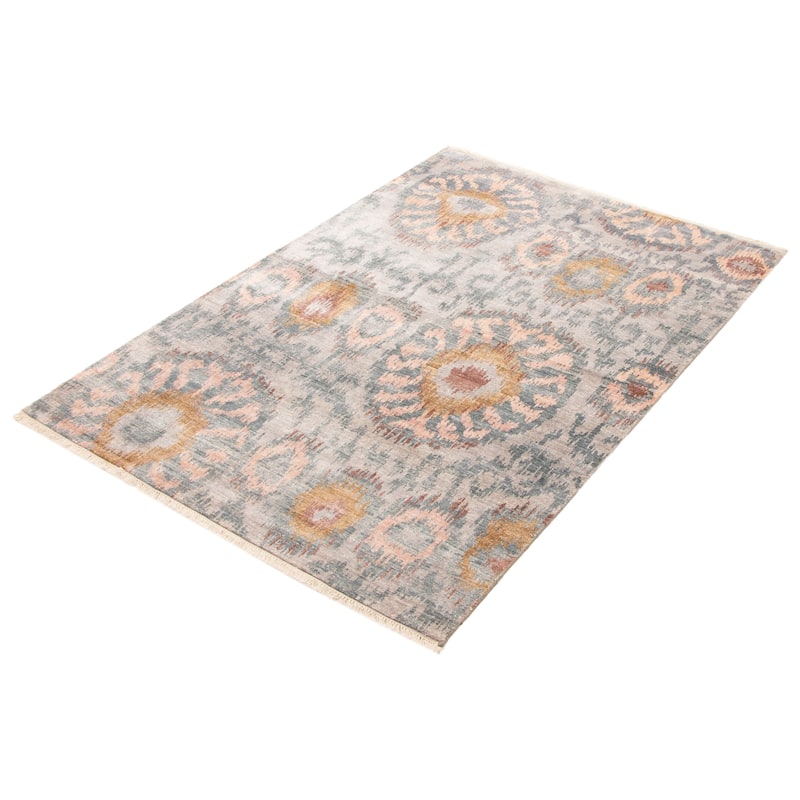 ECARPETGALLERY Hand-knotted Heritage Grey Silk Rug - 5'5 x 7'8