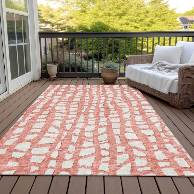 Machine Washable Indoor/ Outdoor Chantille Modern Abstract Rug - Salmon - 3' x 5'