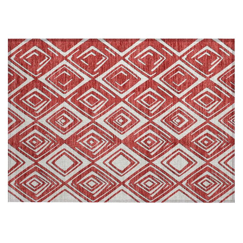 Machine Washable Indoor/ Outdoor Chantille Contemporary Diamonds Rug
