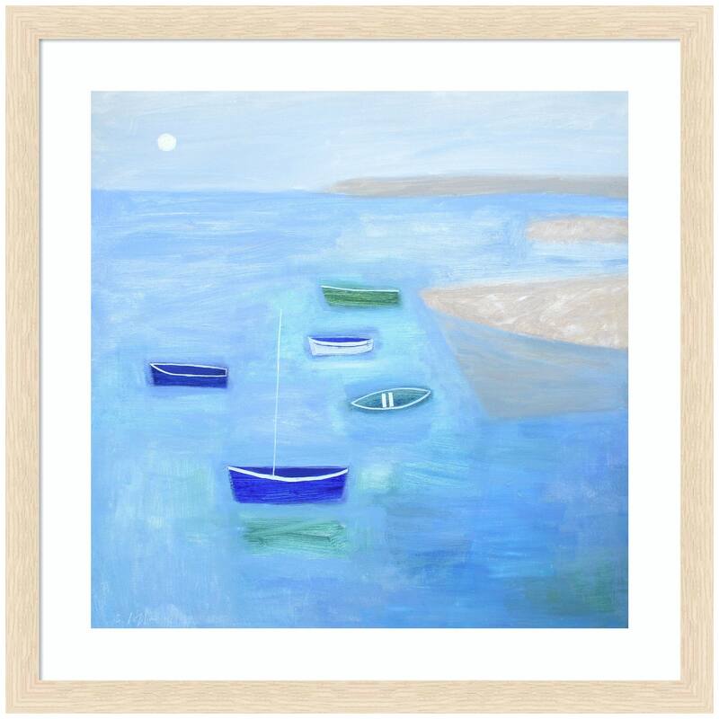 Kate and Laurel Framed Art Calm Waters by Guilana Lazzerini - 26x26 - Natural
