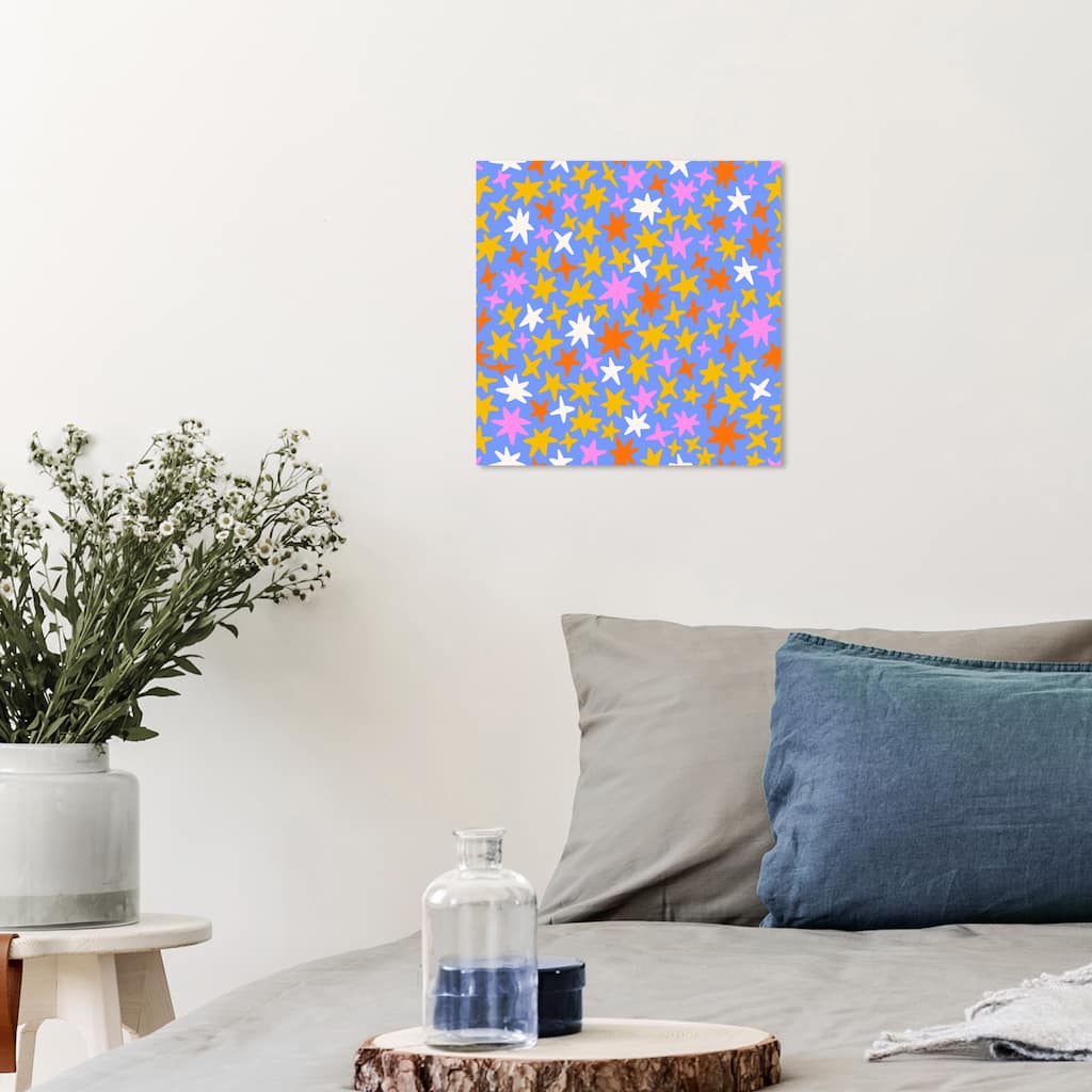 Wynwood Studio Canvas Astronomy and Space Stars in Lavender Blue and Mustard Modern & Contemporary Wall Art Canvas Print