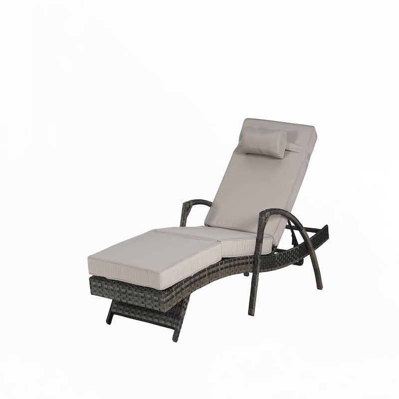 Outdoor Long Reclining Chair Set of 2 with Cushions