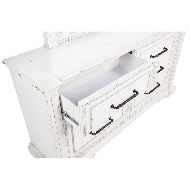 McKinney 6-drawer Bedroom Dresser with Mirror Vintage White