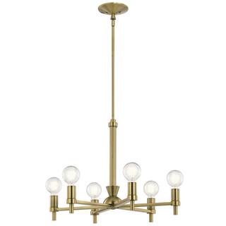 Kichler Torvee 26 Inch 6 Light Chandelier in Brushed Natural Brass