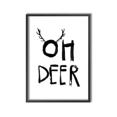 Kids Framed Art Print Oh Deer by Treechild - Multi-Color