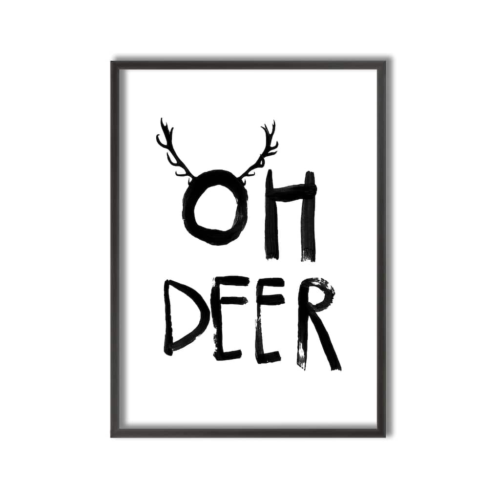 Kids Framed Art Print Oh Deer by Treechild - Multi-Color