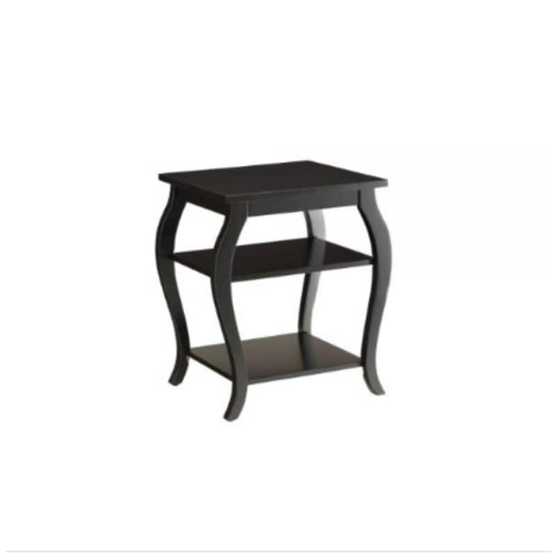 Compact 23" Solid Wood Rectangular Side Table with Two Bottom Shelves for Living Room Decor - 20"L X 18"W x 23"H