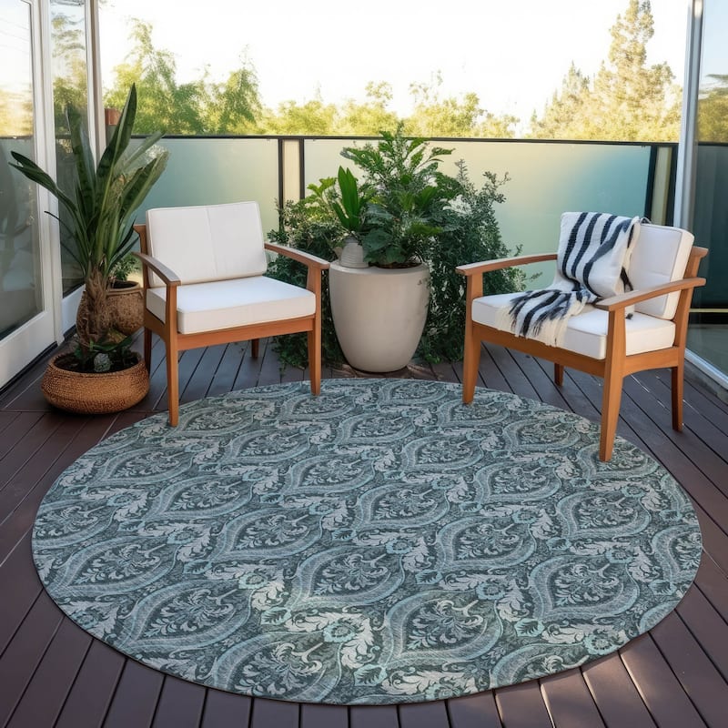 Talu Graceful Floral Weather Resistant Classic Meets Modern Outdoor Rug
