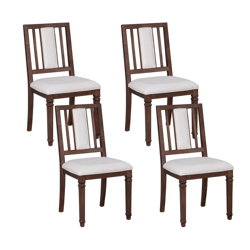 Farmhouse Dining Chair and Bench Set, Solid Wood Upholstered Armless Chair and Dining Bench with Turned Legs