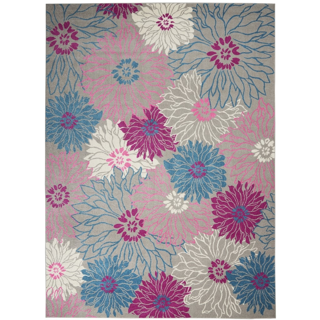 Ruba Power Loomed Floral Area Rug By HomeRoots - 9' x 12'