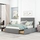 preview thumbnail 2 of 9, Full Size Upholstery Platform Bed with Four Drawers on Two Sides,Modern Style