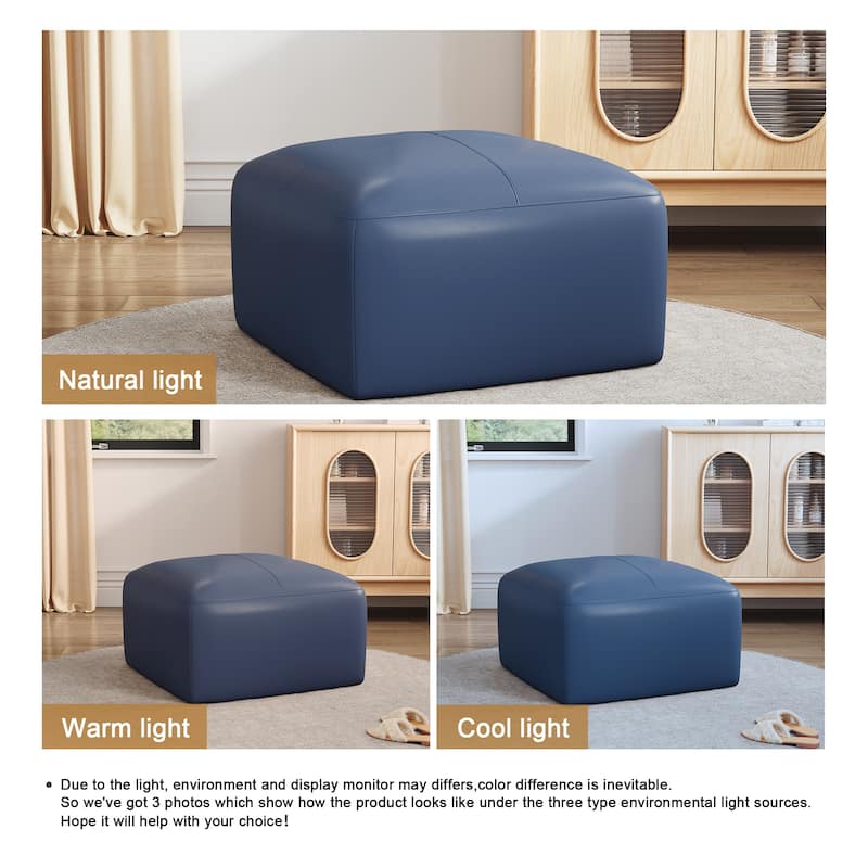 UIXE Genuine Leather Ottoman, Upholstered Ottoman for Living Room