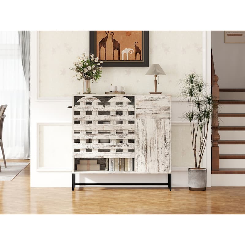 44.3"Sideboard Cabinet With Storage,Coffee Bar Console Table With Storage,Storage Cabinet With Arched Lattice Doors And Drawer