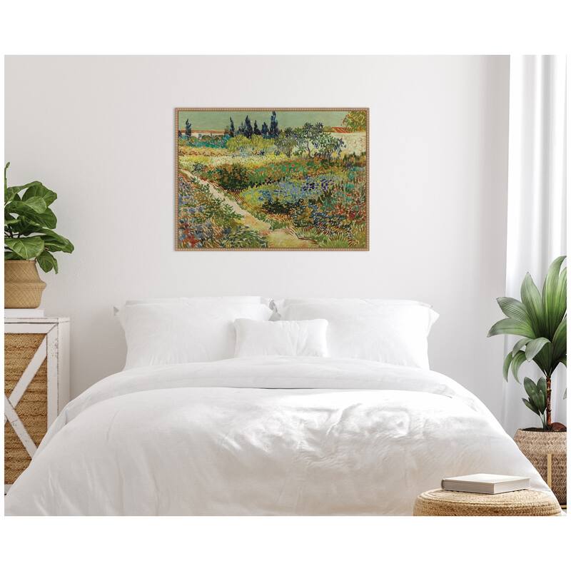 Kate and Laurel Garden at Arles by Vincent van Gogh by Nostalgia Prints Framed Canvas Wall Art Print