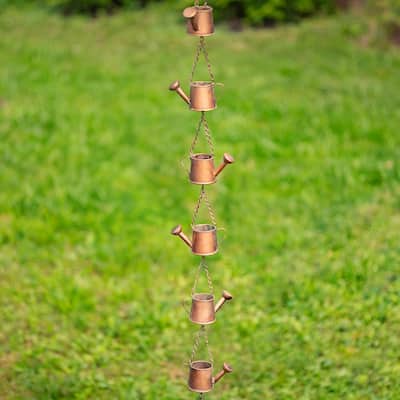 74" Long Iron Rain Chain with Watering Cans