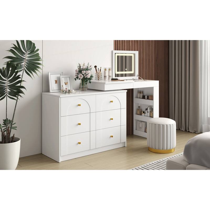 Vanity Desk with Mirror and Lights