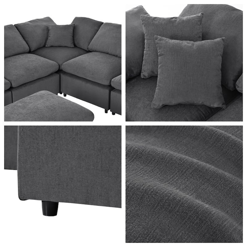 Oversized Modular Sectional Sofa w/ Ottoman L Shaped Corner Sectional