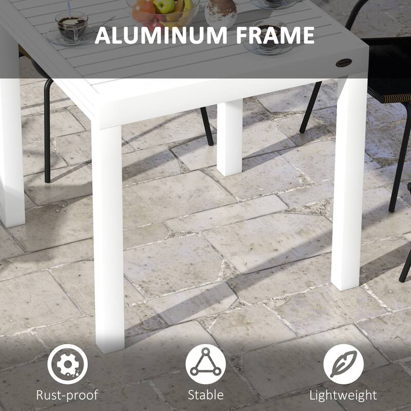 Outsunny Expandable Patio Dining Table for 4-6, 35.5" -70.75" Aluminum Extendable Outdoor Dining Table, Square / Rectangular