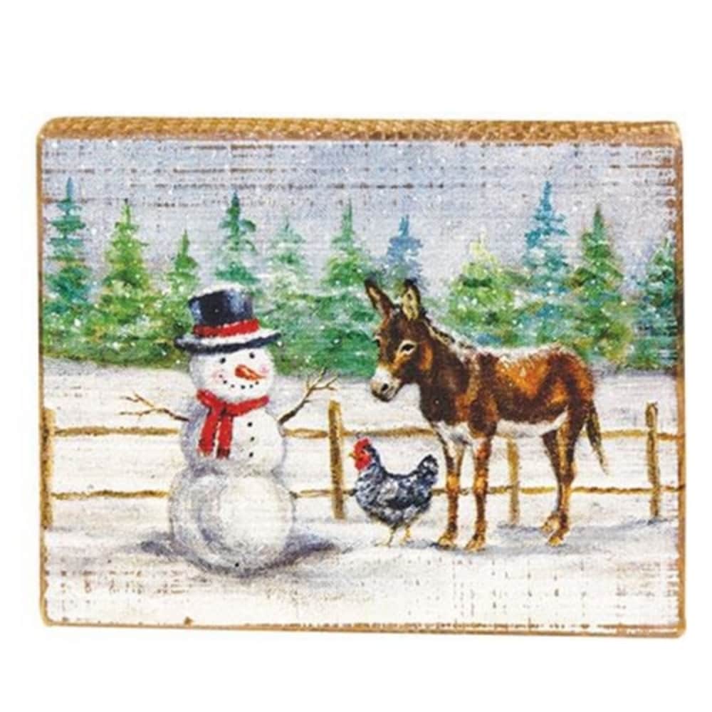 Winter Farm Friends Wooden Block - 5.00 in. x 1.00 in. x 6.50 in.