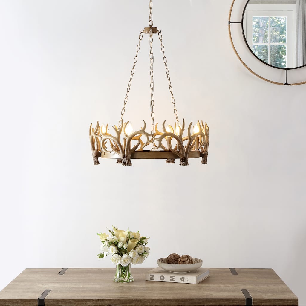 SAFAVIEH Lighting Duriel Chandelier - Antique White - 25"W x 25"D x 111"H